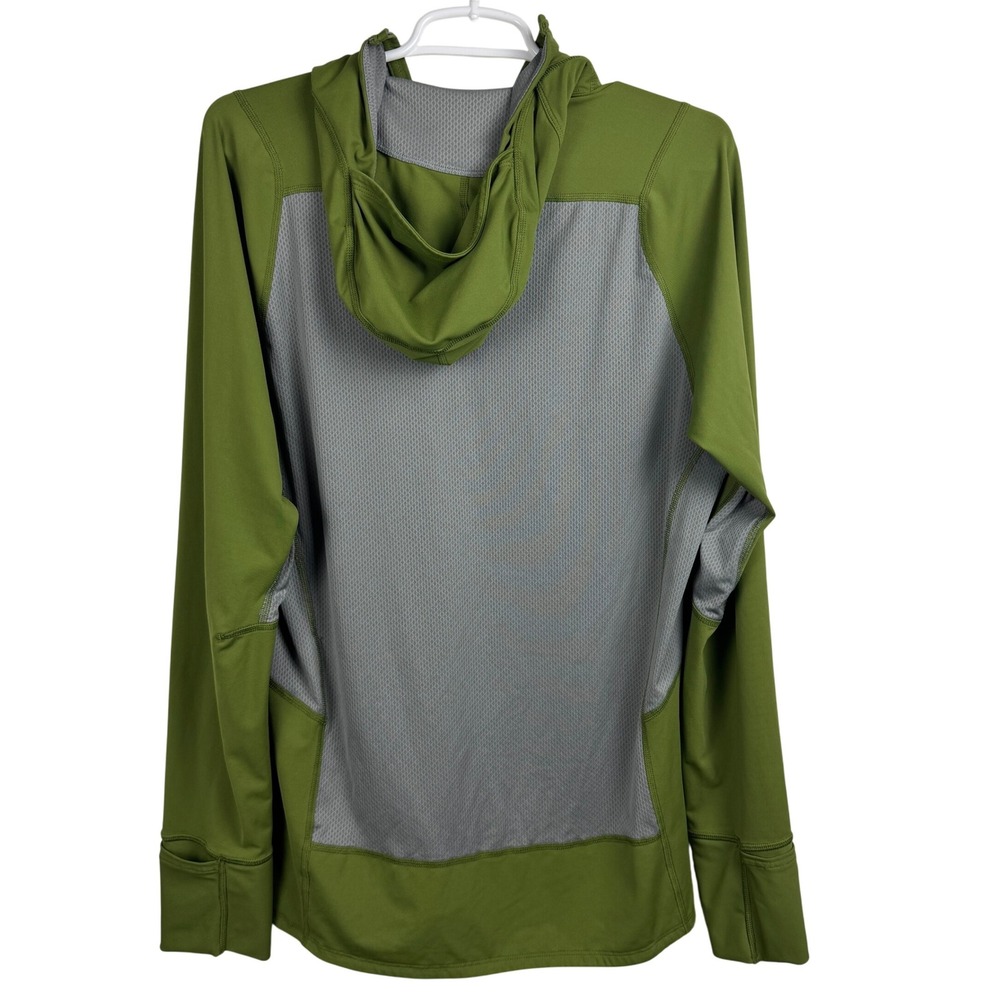 Patagonia Men's Long Sleeve Half Zip Hoodie Olive Green Running Top - Medium - Picture 4 of 8